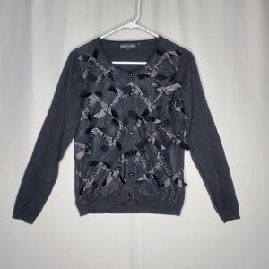 Dolce Cabo Cardigan Womens Small Black Lace Ribbon Bows Whimsigoth Grunge Y2K